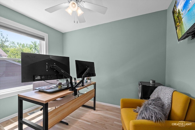 447 Newport Dr, Naperville, IL 60565 - office area featuring light wood-type flooring and a ceiling fan