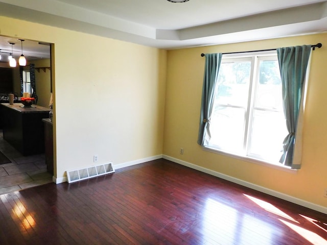 565 Sandra Cir, Freeport, IL 61032 - spare room featuring hardwood / wood-style flooring and a tray ceiling