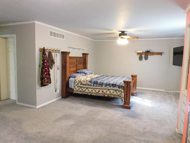 565 Sandra Cir, Freeport, IL 61032 - bedroom with carpet floors, ornamental molding, and ceiling fan