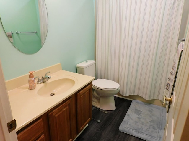 565 Sandra Cir, Freeport, IL 61032 - bathroom with vanity, wood finished floors, and a shower with shower curtain