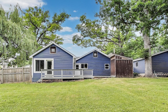 43173 N Lake Ave, Antioch, IL 60002 - rear view of property with a wooden deck and a shed