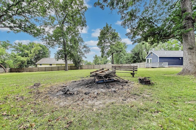 43173 N Lake Ave, Antioch, IL 60002 - view of yard with an outdoor fire pit and a deck