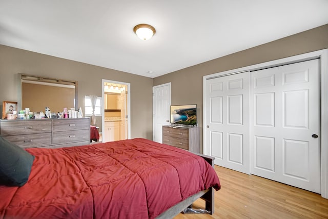 609 W Romeo Rd, Romeoville, IL 60446 - bedroom with light wood-type flooring, a closet, and ensuite bath