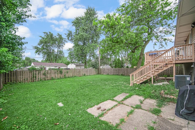 609 W Romeo Rd, Romeoville, IL 60446 - fenced backyard featuring stairs and a wooden deck