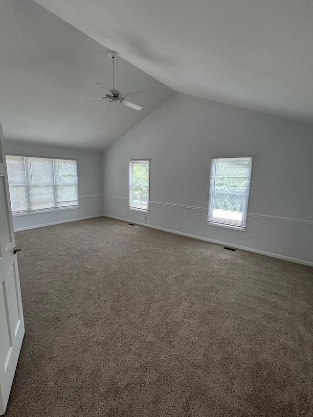 105 Golf View Cir, Prospect Heights, IL 60070 - spare room with lofted ceiling, carpet, plenty of natural light, and a ceiling fan