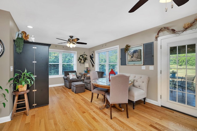 2831 E 28th Rd, Marseilles, IL 61341 - dining space with a ceiling fan and light wood-style floors