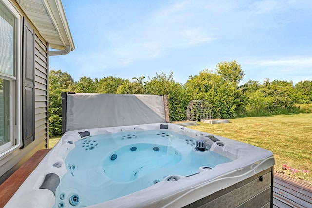 2831 E 28th Rd, Marseilles, IL 61341 - wooden deck featuring a hot tub and a yard