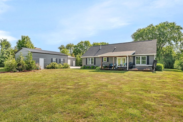 2831 E 28th Rd, Marseilles, IL 61341 - rear view of house with french doors, a lawn, and a patio