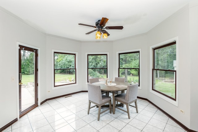 2809 Jenny Jae Ln, Crystal Lake, IL 60012 - dining space featuring ornamental molding and ceiling fan
