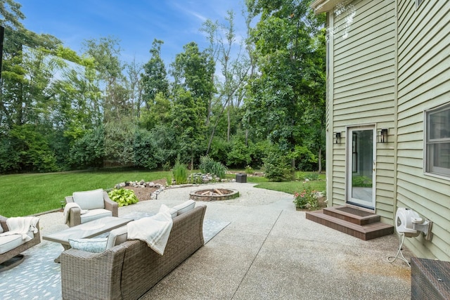 2809 Jenny Jae Ln, Crystal Lake, IL 60012 - view of patio / terrace featuring an outdoor fire pit and view of scattered trees