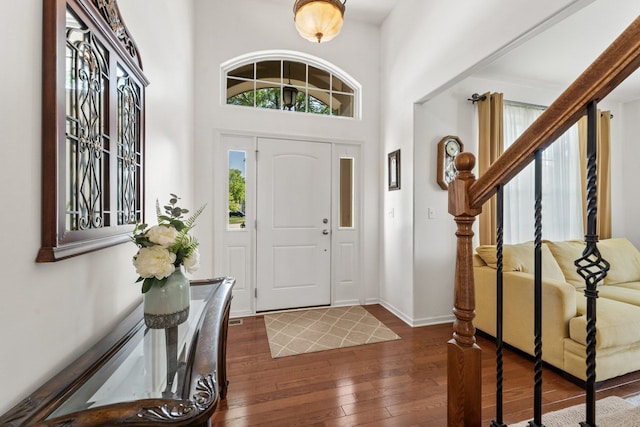 501 Blackstone Ct, Lake Villa, IL 60046 - entryway featuring wood-type flooring, a towering ceiling, and stairway