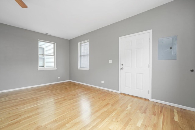 6139 S King Dr, Chicago, IL 60637 - spare room with electric panel and light wood-type flooring
