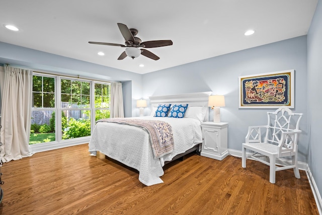 95 Warrington Dr, Lake Bluff, IL 60044 - bedroom featuring recessed lighting, wood finished floors, and a ceiling fan