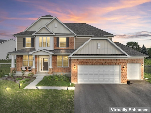 940 Treeline Dr, Algonquin, IL 60102 - craftsman inspired home with asphalt driveway, a shingled roof, a garage, and covered porch