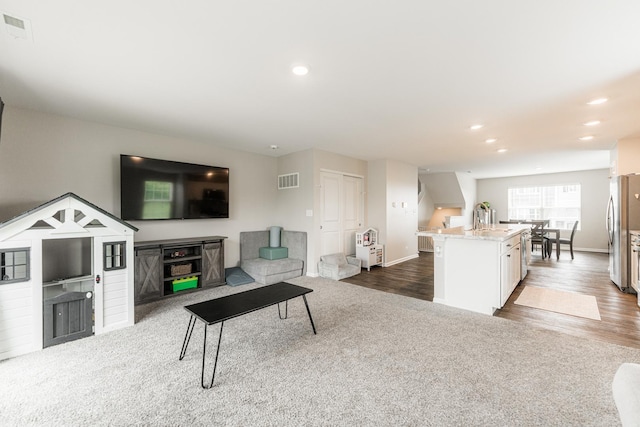 2551 Bella Dr, Pingree Grove, IL 60140 - living room with recessed lighting and dark wood finished floors