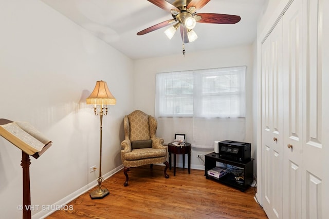 147 S Prospect St, Wheaton, IL 60187 - sitting room with a ceiling fan and wood finished floors
