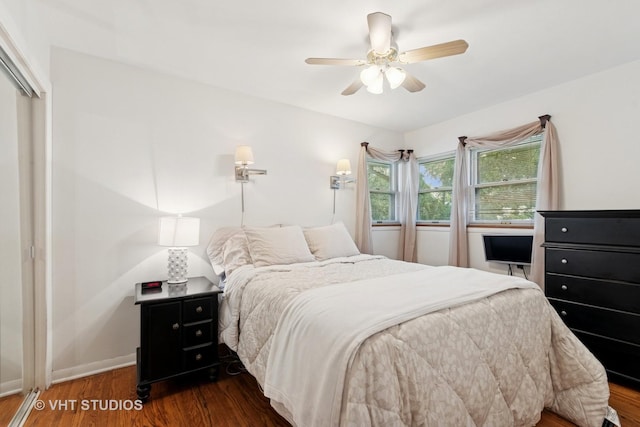 147 S Prospect St, Wheaton, IL 60187 - bedroom featuring wood finished floors, a ceiling fan, and a closet