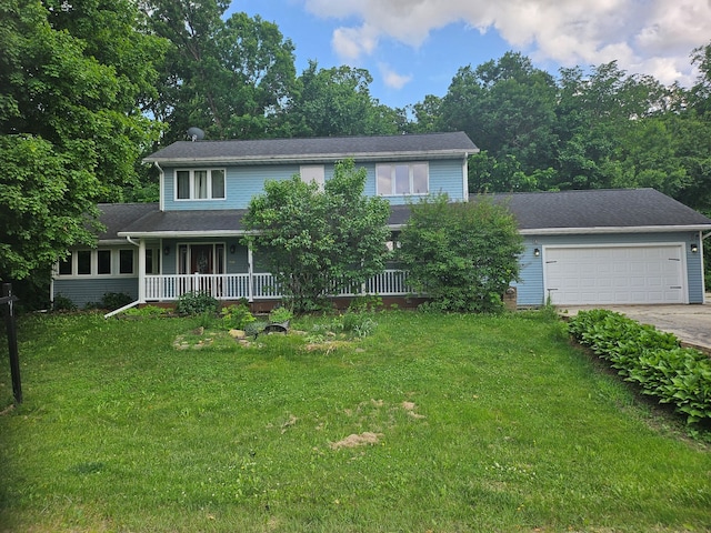 100 Prince Ct, Poplar Grove, IL 61065 - view of front facade featuring concrete driveway, an attached garage, covered porch, and a front lawn