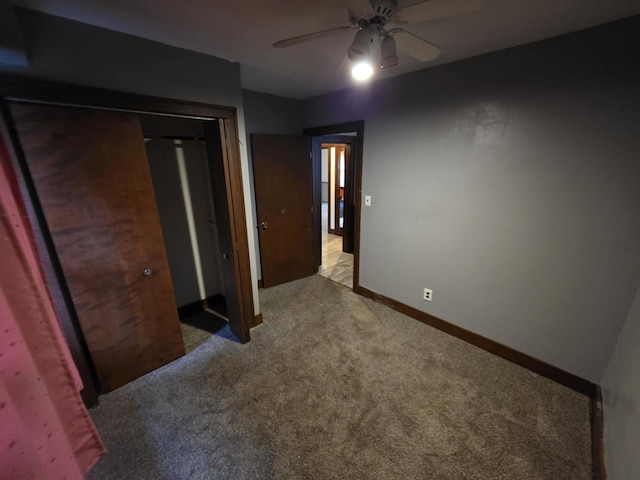2117 11th St, Peru, IL 61354 - unfurnished bedroom with carpet floors, a closet, and a ceiling fan