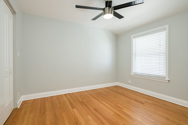 5641 W Carmen Ave, Chicago, IL 60630 - spare room with light wood-type flooring, ceiling fan, and lofted ceiling