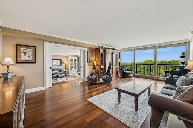 3470 N Lake Shore Dr Unit 9Bc, Chicago, IL 60657 - living area with dark wood finished floors and crown molding