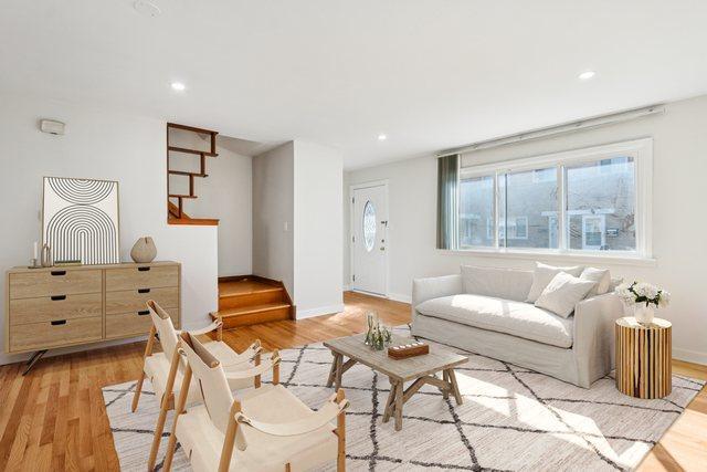 8666 Gregory Ln Unit C, Des Plaines, IL 60016 - living room with light wood-style floors and recessed lighting