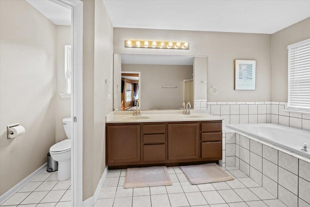 33 Sarah Dr, Crystal Lake, IL 60014 - full bath featuring tile patterned floors, a garden tub, and double vanity