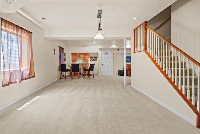 33 Sarah Dr, Crystal Lake, IL 60014 - interior space featuring light carpet, stairway, and recessed lighting