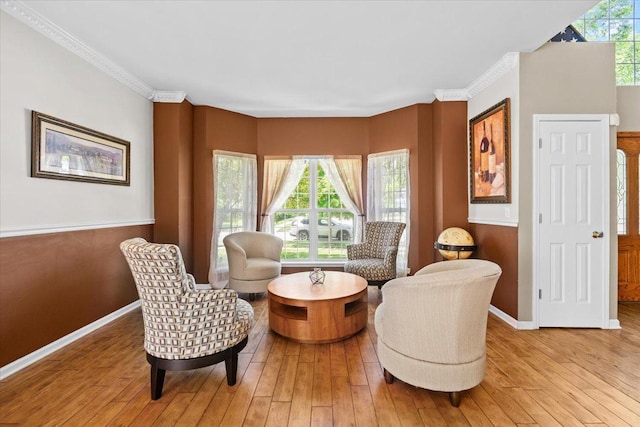 33 Sarah Dr, Crystal Lake, IL 60014 - sitting room featuring hardwood / wood-style floors and crown molding
