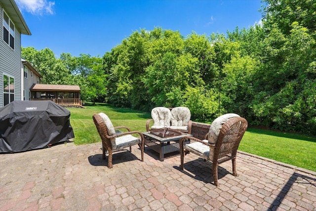 33 Sarah Dr, Crystal Lake, IL 60014 - view of patio / terrace featuring area for grilling, outdoor lounge area, and a gazebo