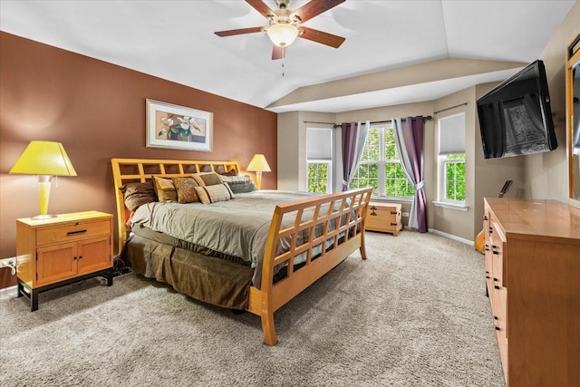 33 Sarah Dr, Crystal Lake, IL 60014 - bedroom featuring vaulted ceiling, light carpet, and ceiling fan