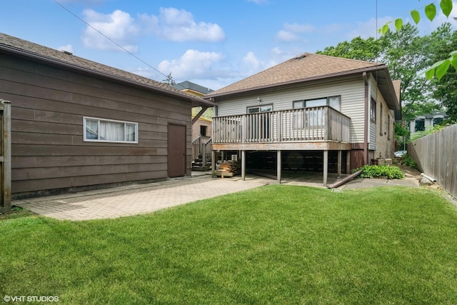 6919 N Overhill Ave, Chicago, IL 60631 - back of property featuring a deck, stairway, and a patio area