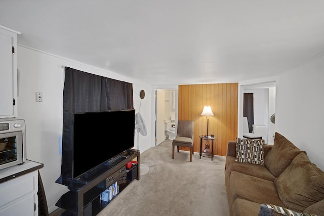 23761 N Cottage Rd, Lake Zurich, IL 60047 - living room featuring light colored carpet and wood walls