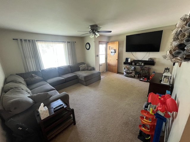 224 S Prairie Ave, Bradley, IL 60915 - carpeted living room with ceiling fan