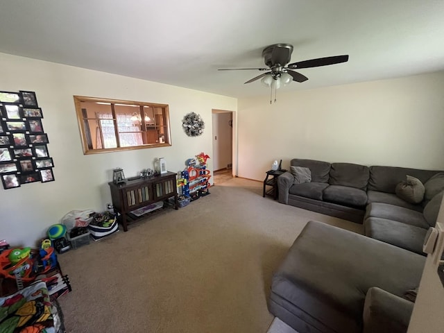 224 S Prairie Ave, Bradley, IL 60915 - living area with carpet flooring and ceiling fan