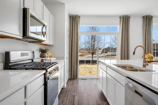 283 Charlestowne Lakes Dr, Saint Charles, IL 60174 - kitchen featuring appliances with stainless steel finishes, dark wood-type flooring, and white cabinets