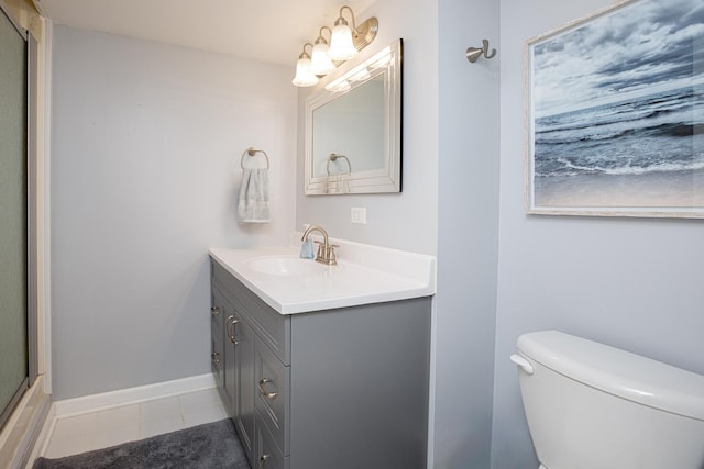 1380 Windjammer Ln, Hanover Park, IL 60133 - full bathroom with vanity, tile patterned floors, and a shower with door