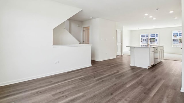 17319 Ulster Dr, Tinley Park, IL 60477 - unfurnished living room featuring dark wood-style floors and recessed lighting
