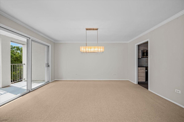 650 Winnetka Mews Unit 311, Winnetka, IL 60093 - carpeted empty room featuring crown molding and a chandelier