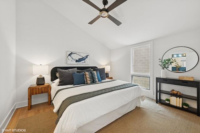 636 W Buckingham Pl Unit C, Chicago, IL 60657 - bedroom with vaulted ceiling, wood finished floors, and a ceiling fan