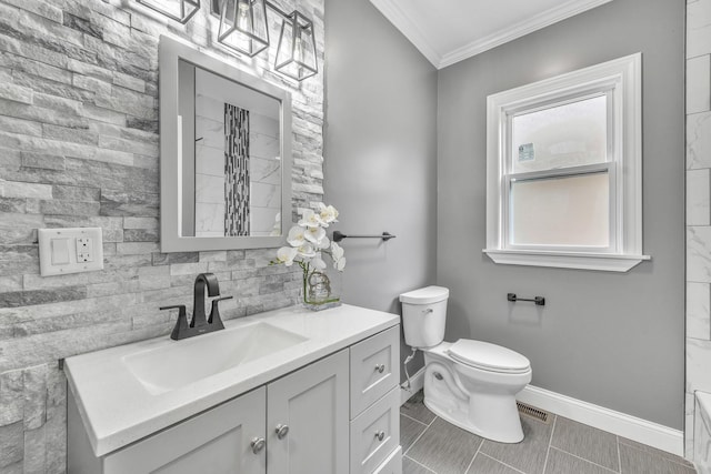 2107 E Ave, Berwyn, IL 60402 - full bathroom featuring vanity, crown molding, and tasteful backsplash