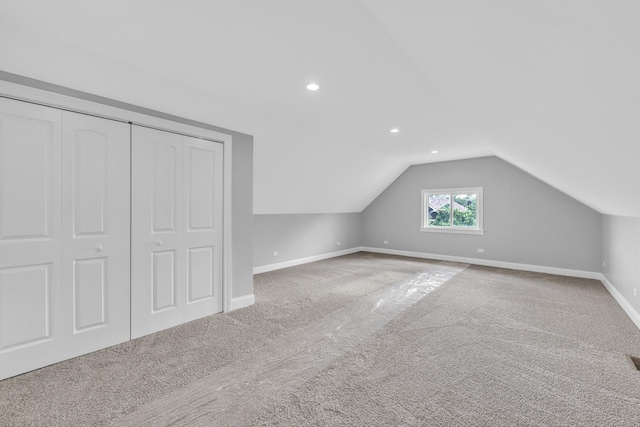 2107 E Ave, Berwyn, IL 60402 - additional living space featuring carpet flooring, vaulted ceiling, and recessed lighting