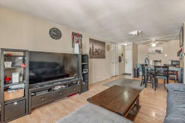 1227 S Harlem Ave Unit 514, Berwyn, IL 60402 - living area featuring a ceiling fan and wood finished floors