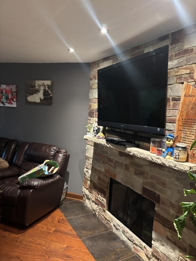 1017 Buccaneer Dr Unit 5, Schaumburg, IL 60173 - living room with a stone fireplace