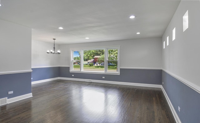10012 S 52nd Ave, Oak Lawn, IL 60453 - empty room featuring a chandelier, dark wood-style floors, and recessed lighting