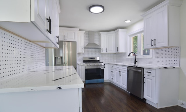 10012 S 52nd Ave, Oak Lawn, IL 60453 - kitchen featuring wall chimney range hood, stainless steel appliances, white cabinets, and tasteful backsplash