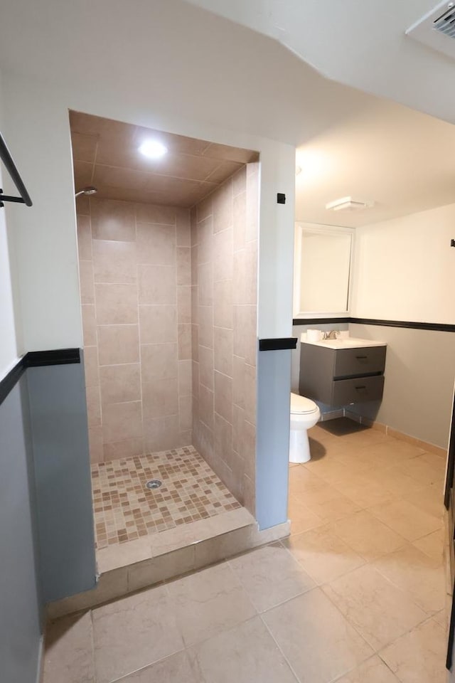 15239 Vincennes Rd, Phoenix, IL 60426 - bathroom featuring a shower stall, vanity, tile patterned floors, and recessed lighting