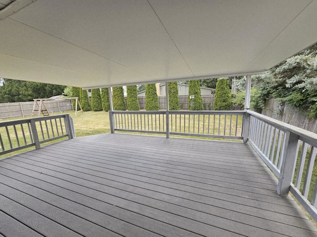 611 Kungs Way, Joliet, IL 60435 - deck with a playground and a fenced backyard