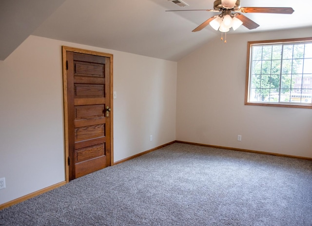 224 N Maple St, Gilman, IL 60938 - additional living space featuring vaulted ceiling, ceiling fan, and carpet floors