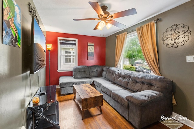 382 N 8th Ave, Kankakee, IL 60901 - living room with wood finished floors and a ceiling fan